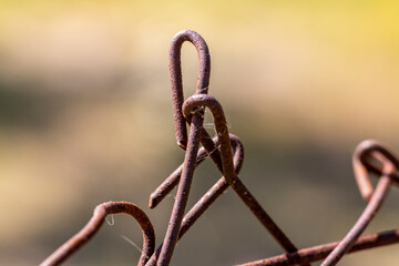 Detail photography of a rusty fence.