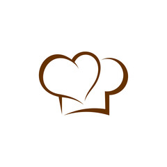 Chef Hat with Love Logo Design Template Vector, Icon Symbol, Creative Design Concepts