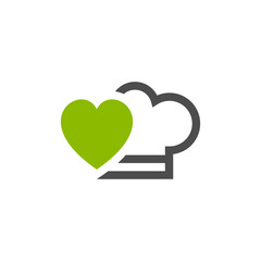 Chef Hat with Love Logo Design Template Vector, Icon Symbol, Creative Design Concepts