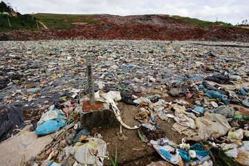 Piles of trash are seen in a public landfill site in Sao Paulo, Brazil.