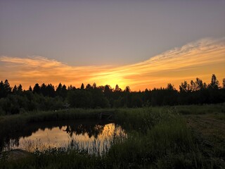 sunset over the river