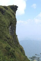 mountain with blue sky at Phu Chi Fah, Chiang Rai, Thailand.