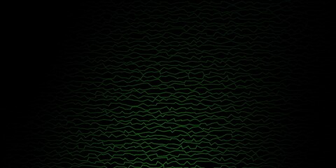 Dark Green vector backdrop with bent lines. Bright illustration with gradient circular arcs. Template for your UI design.
