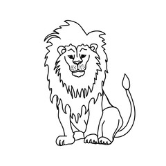 Lion vector illustration isolated on white background. Hand drawn african animal.