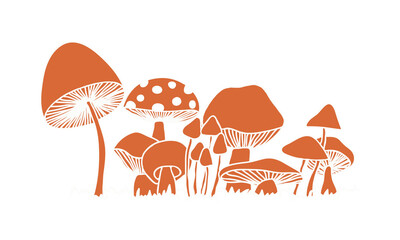 Mushroom hand drawn vector illustration. Craft paper cut.