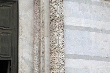 August 2019 - Italy - Pisa - Campo dei Miracoli is the most important artistic and tourist center of Pisa, a UNESCO World Heritage Site, architectural detail