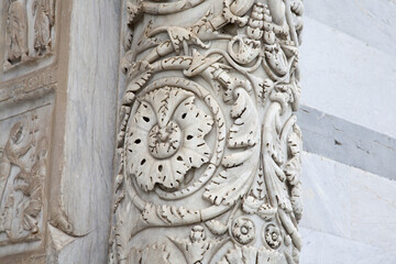 August 2019 - Italy - Pisa - Campo dei Miracoli is the most important artistic and tourist center of Pisa, a UNESCO World Heritage Site, architectural detail