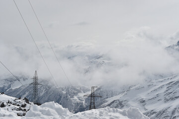 snow covered mountains in winter