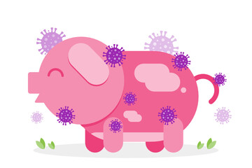 Pig or Hog Exposed to G4 Virus New Swine Flu with Pandemic Potential Vector Illustration. Can be used for digital & print