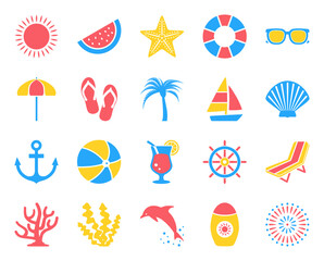 真夏のビーチアイコンセット