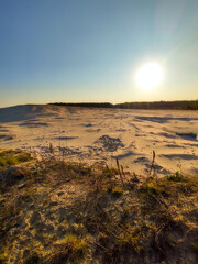 Sand wave dune under the setting sun.