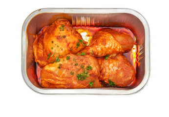 Oven ready chicken in a studio setting, isolated on white