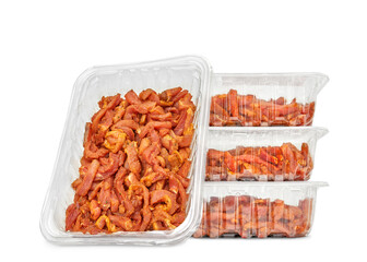 Packaged shawarma in a studio setting, isolated on white