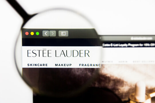 Los Angeles, California, USA - 13 March 2019: Illustrative Editorial, The Estee Lauder Companies website homepage. The Estee Lauder Companies logo visible on display screen