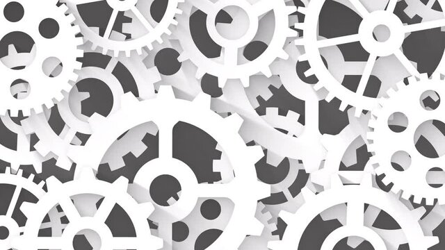 abstract industrial background with moving gears of different shapes and sizes, financial technology or business concept
