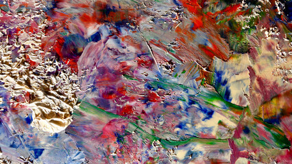 Colorful abstract background wallpaper. Modern motif visual art.  Mixtures of oil paint. Trendy...