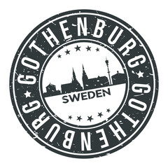 Gothenburg Sweden Europe Round Stamp Icon Skyline City Badge.
