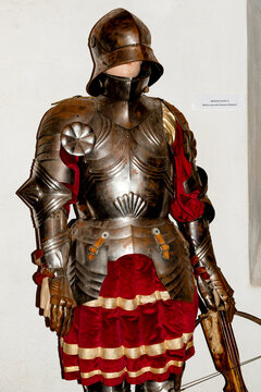 BRAN, ROMANIA - OCTOBER 27, 2013:  Armour in the Dracula Castle in Bran, Romania, on October 27, 2013.  It is marketed as the home of the Vampire Dracula, the Bram Stoker's novel character.
