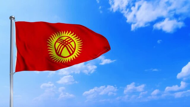 Seamless loop of flag of Kyrgyzstan waving in the wind	