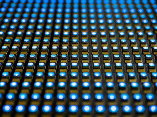 Closeup of LED video screen array lit up