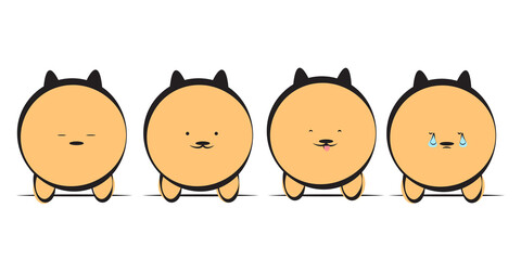 Set of cute cartoon dog with a Pomeranian, Vector dog set, eps10 vector format.