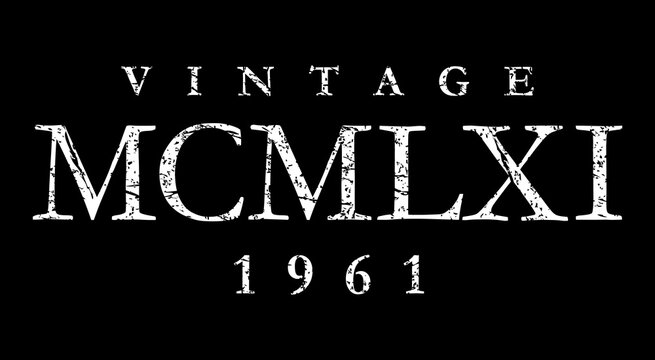 Vintage MCMLXI 1961 Roman (Distressed White)