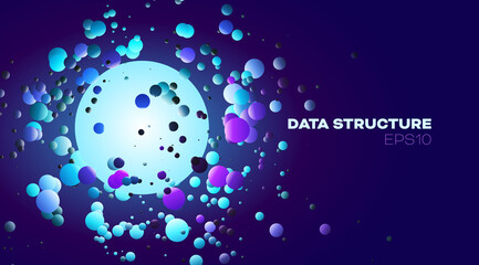 Spheres data structure. Design element. Future concept. Circle shape.