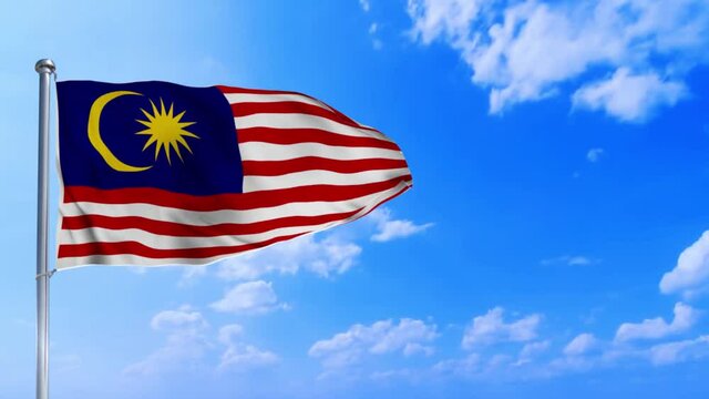 Seamless loop of the Malaysia flag waving in the wind	