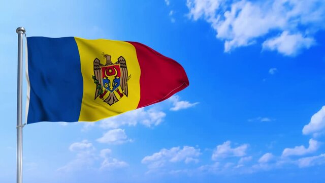 Seamless loop of the  Moldava flag waving in the wind	