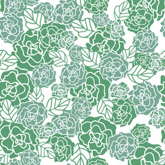 Vector green and white floral textured seamless background pattern