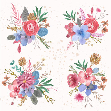 color full flower arrangement watercolor collection