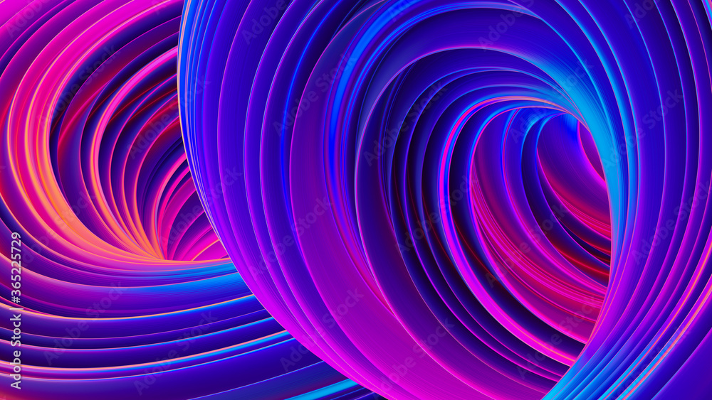 Aufkleber Abstract fluid background. Trendy liquid shapes. Dynamic composition with glowing lines. Ultraviolet vibrant colors. Festive wrapping foil. 3D rendering.