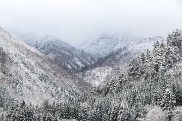 Fototapeta premium Shirakawa-go in winter season landscape, Japan