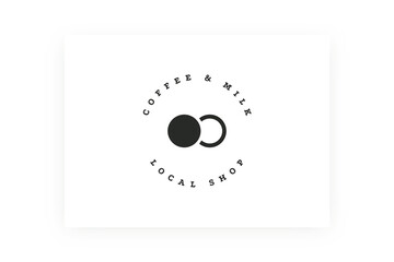 Coffee corner logo. Minimal cafe emblem trendy line style, cafeteria classic badge, vector coffee shop stamp illustration
