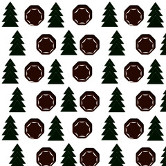 Christmas tree and gingerbread pattern, vector, illustration, illustrator, dishes, bedding, towels, wallpaper, wallpaper, cup, plate, tablecloth, Christmas tree, gingerbread