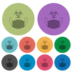 Face mask and biohazard symbol color darker flat icons