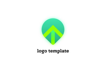 Pointer logo design template. Point gradient arrow wire business icon isolated on white background, directional pointer logotype for label. Vector illustration