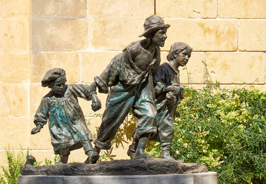 The statue of Gavroshe in the Upper Barrakka Gardens, Valletta, Malta.