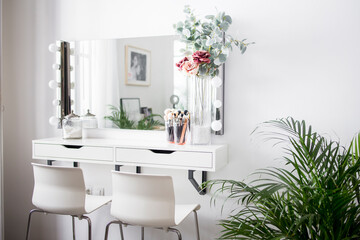 Place for make-up. Make-up artist's work space. 