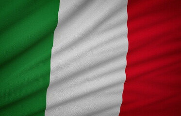 Italy Flag, Wavy Fabric Flag, 3D Render
