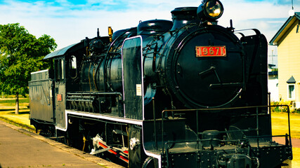 Obraz premium 幸福駅に佇むパワースポットの汽車 