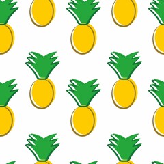 Seamless minimalist pineapple pattern. Summer tropical textile print. Vector illustration