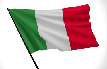 Italy Flag, Wavy Fabric Flag, 3D Render