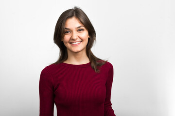 Portrait of young beautiful woman with brown hair