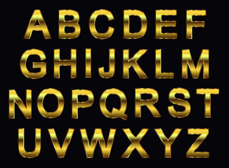 Set of golden alphabet letters