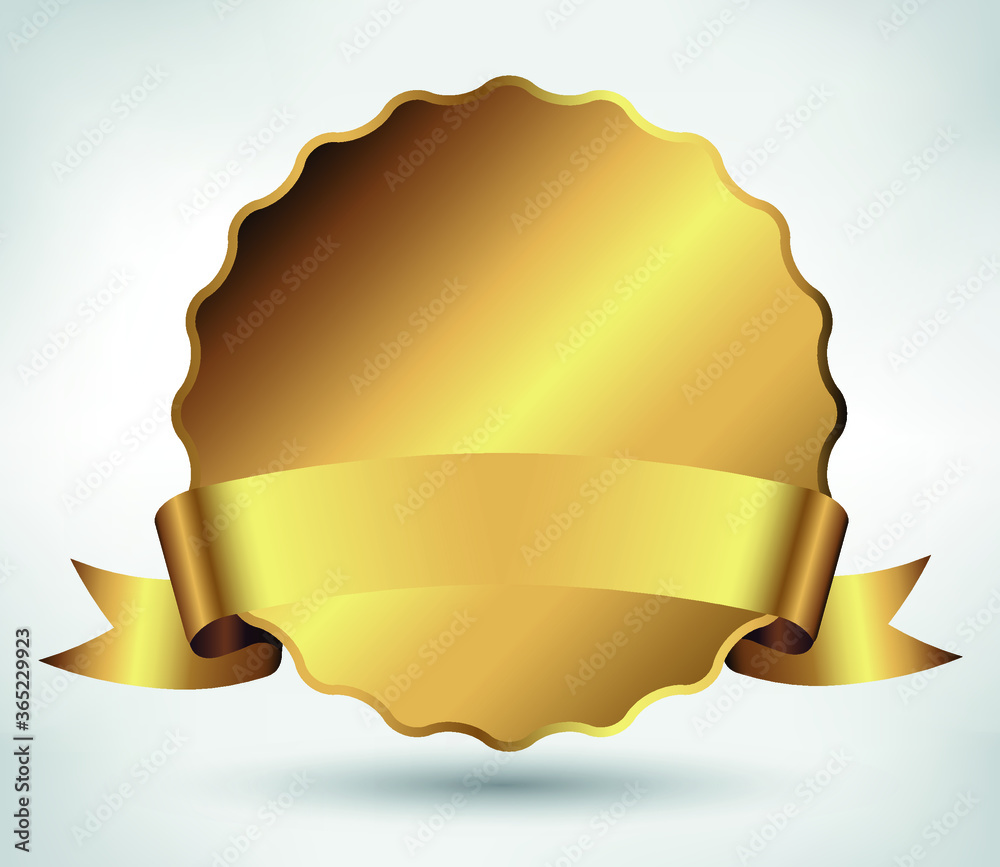 Sticker Golden award label with ribbon. - Stickers