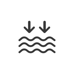 Low tide. Waves on the sea. Icon. Weather glyph vector illustration