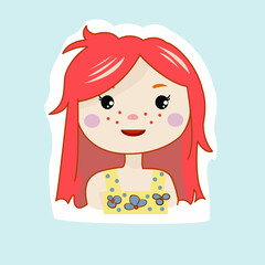 Fine sticker girl, orange hair girl