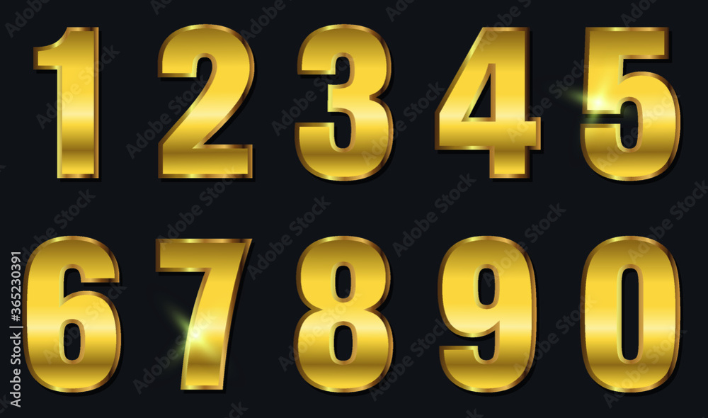 Wall mural Golden numbers set