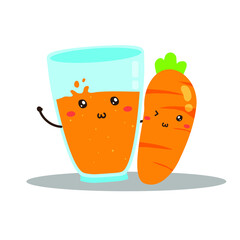 Cute happy fresh carrot juice vector design